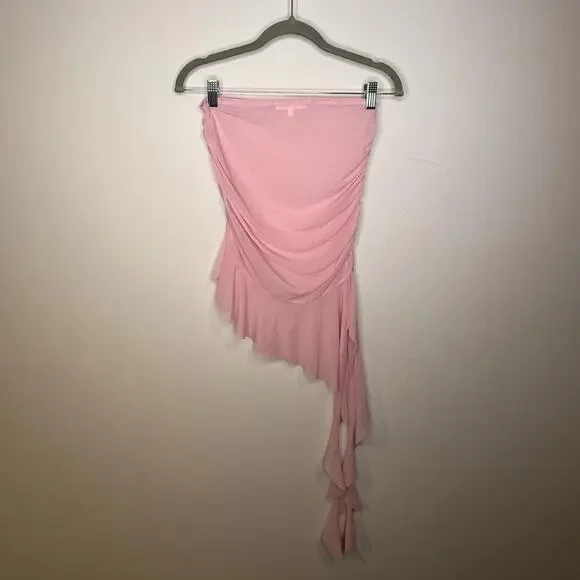 Pink Mesh Ruffled Top - Picture 4 of 5